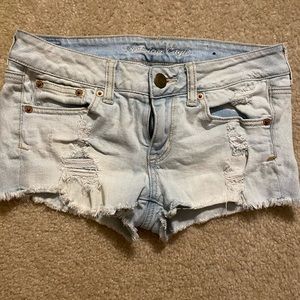 American Eagle Destroyed Light Wash Jean Shorts